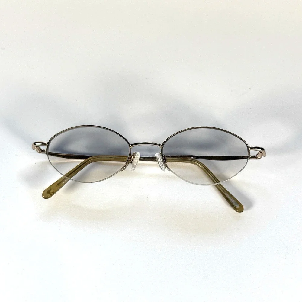 Lauren Hutton L087 Eyeglasses Frame Only 48-18-135 Gold Metal Oval Womens‎
